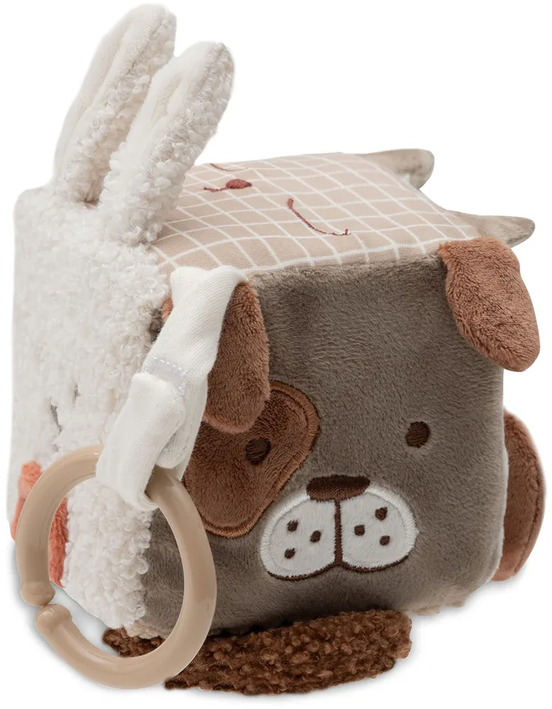 Кубик развивающий JOLLEIN Animal Friends Activity Cube детский интерактивный, коричневый с бежевым, 1 шт 0m+