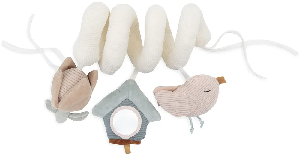 Игрушка подвесная JOLLEIN Lovely Birds Pram Chain детская на коляску, белая с розовым, 1 шт 0m+