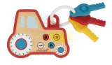 Брелок-игрушка Janod Sound and Light Tractor Keychain со звуком и светом, деревянный 18m+, 1 шт — фото 1