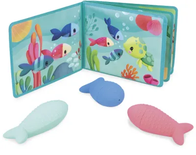 Книжка для ванной Janod Bath Book Party under the sea детская, для игры в воде 10m+, 1 шт
