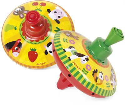 Юла детская Janod Farm Spinning Top развивающая, яркая 2y+, 1 шт