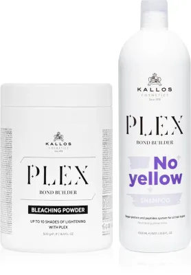 Набор для ухода за волосами Kallos Plex No Yellow шампунь и осветляющая пудра, для осветлённых волос, 1 шт