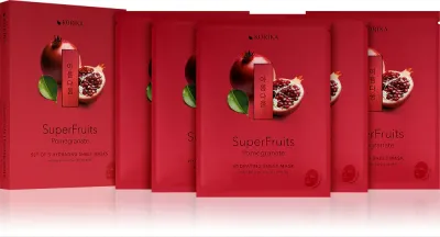 Набор тканевых масок для лица KORIKA SuperFruits Pomegranate Set of 5 Hydrating Face Sheet Masks увлажняющий, с экстрактом граната, 5 × 25 г