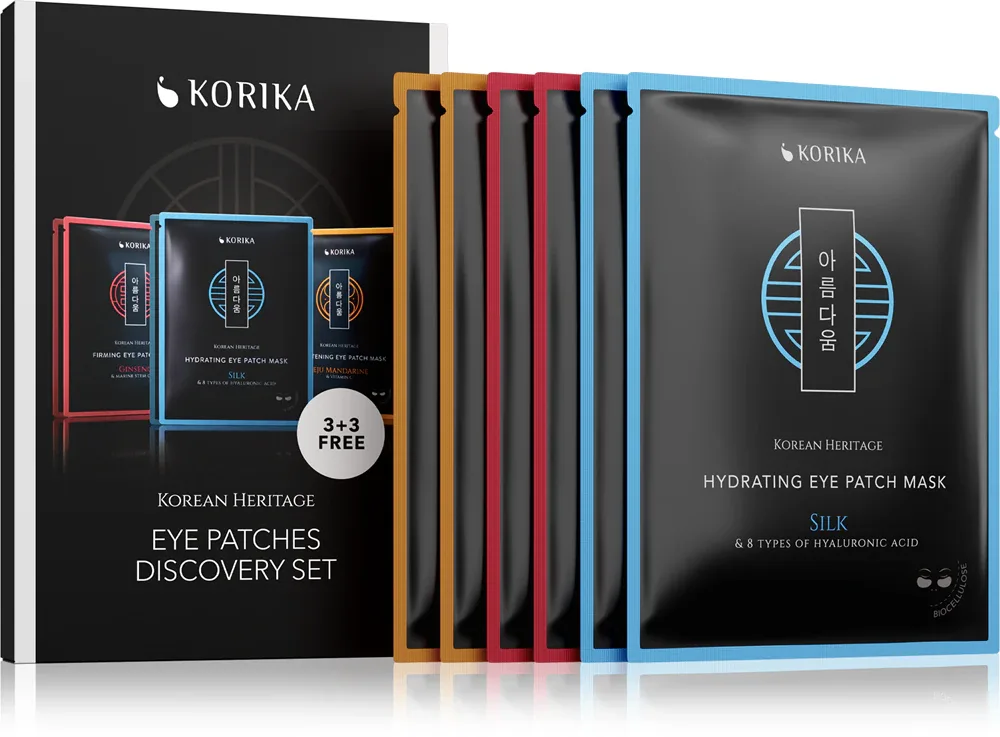 Набор патчей для области вокруг глаз KORIKA Korean Heritage Eye Patches Discovery Set биоцеллюлозные, 3 варианта, 6 шт