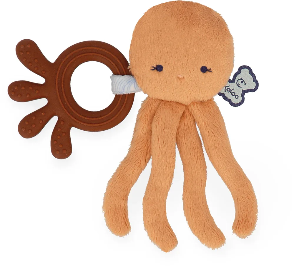 Прорезыватель для зубов Kaloo Petit Calme плюшевый, оранжевый, 1 шт Octopus