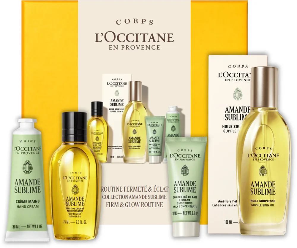 Набор для ухода за кожей L’Occitane Amande Sublime Firm Glow Routine подарочный, с миндальным маслом