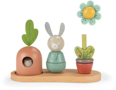 Деревянная игрушка-пирамидка MOULIN ROTY Wooden Stack Up Toy Trois Petits Lapins разборная, развивающая, 1 шт 12m+
