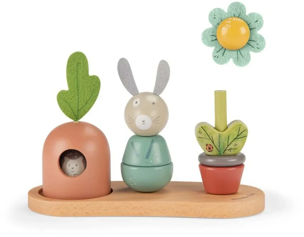 Деревянная игрушка-пирамидка MOULIN ROTY Wooden Stack Up Toy Trois Petits Lapins разборная, развивающая, 1 шт 12m+