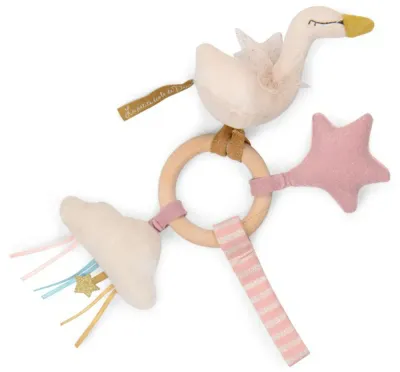 Погремушка-кольцо MOULIN ROTY Ring Rattle Swan контрастная, для новорождённых, 1 шт