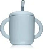 Чашка-поилка детская Mushie Training Cup with Straw с трубочкой и ручками, синяя, 1 шт Powder-blue — фото 1