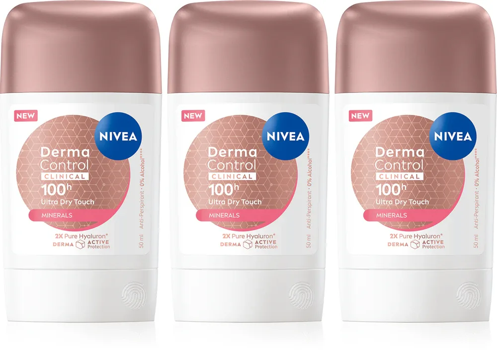 Антиперспирант-стик NIVEA Derma Control Clinical Ultra Dry, набор 3х50 мл