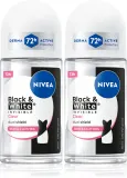 Антиперспирант-ролик NIVEA Black White Invisible Clear для женщин, дорожный формат, 2х50 мл — фото 1