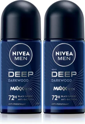 Антиперспирант-ролик NIVEA MEN Deep для мужчин, с угольным порошком, 2х50 мл