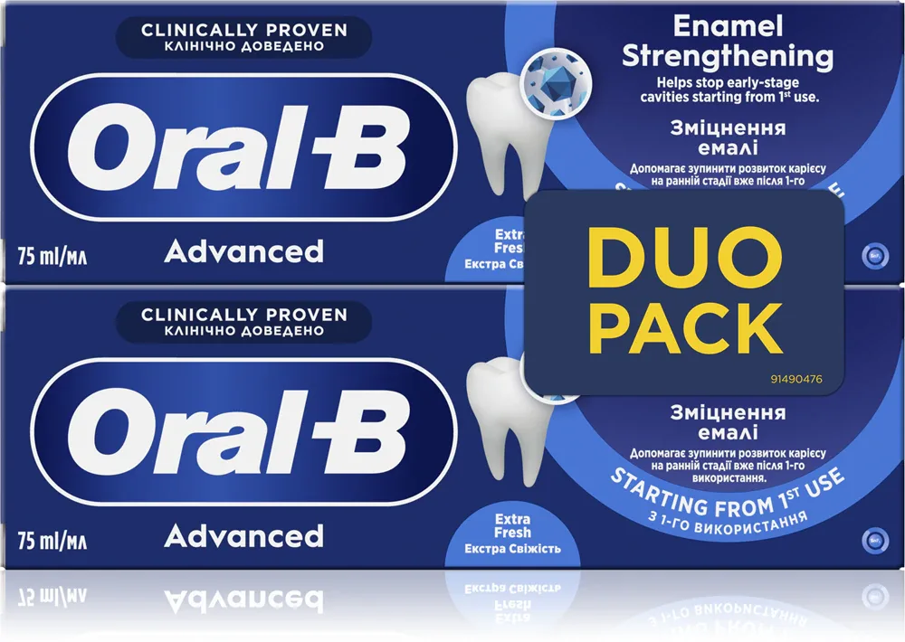 Зубная паста Oral-B Advanced Enamel Strengthening укрепляющая, 2×75 мл Extra Fresh