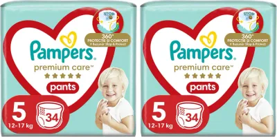 Подгузники-трусики Pampers Premium Care Pants Size 5 комплект, 2×34 шт