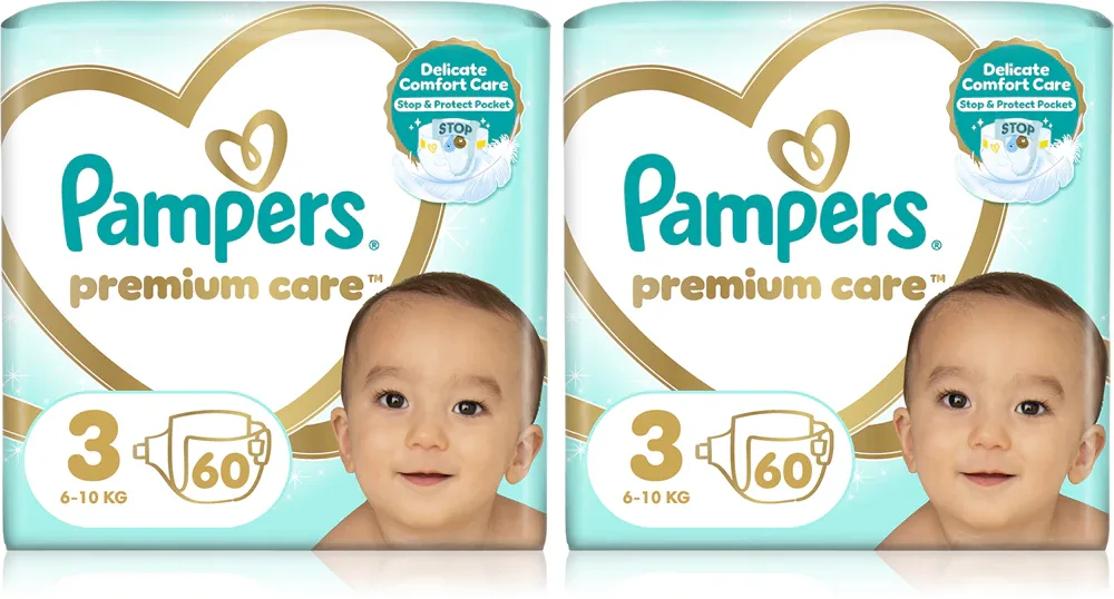 Подгузники Pampers Premium Care Size 3 комплект, 2×60 шт
