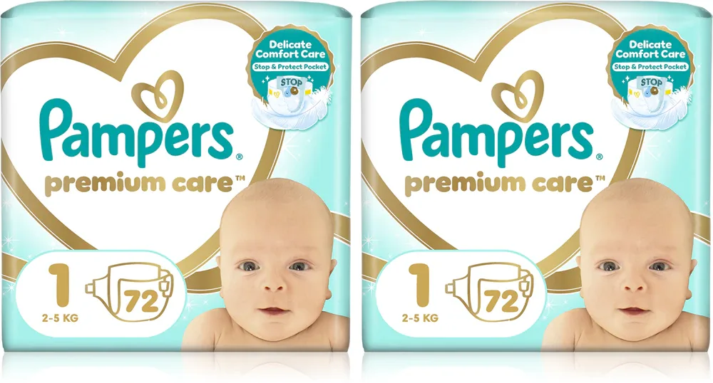 Подгузники Pampers Premium Care Size 1 комплект, 2×72 шт