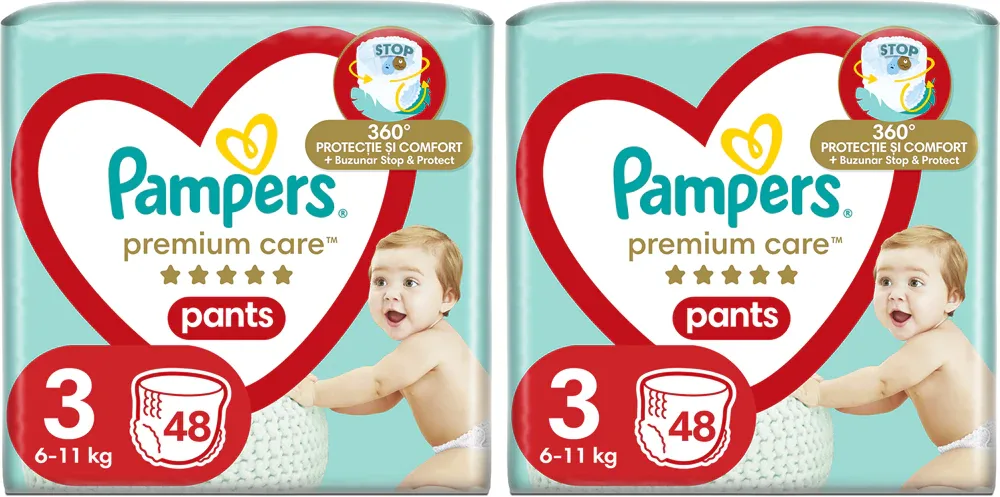 Подгузники-трусики Pampers Premium Care Pants Size 3 комплект, 2×48 шт