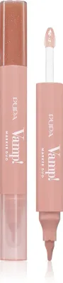 Блеск для губ-маркер PUPA Milano Vamp! Lip Marker Duo стойкий, с высоким блеском, 1,4 мл