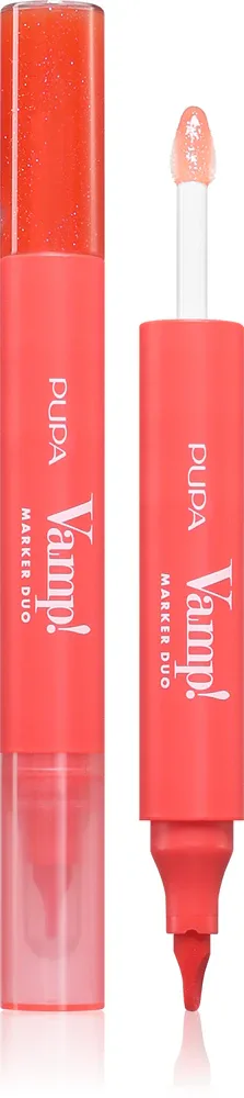 Блеск для губ-маркер PUPA Milano Vamp! Lip Marker Duo стойкий, с высоким блеском, 1,4 мл, оттенок 007 Red Potion