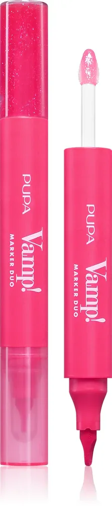 Блеск для губ-маркер PUPA Milano Vamp! Lip Marker Duo стойкий, с высоким блеском, 1,4 мл, оттенок 006 Dragon Fruit
