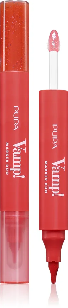Блеск для губ-маркер PUPA Milano Vamp! Lip Marker Duo стойкий, с высоким блеском, 1,4 мл, оттенок 003 Grape Juice