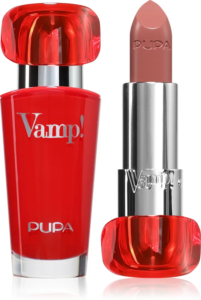 Помада PUPA Milano Vamp! Luminous Lipstick сатиновая, с эффектом увеличения губ, 3,5 г, оттенок 102 Rose Nude