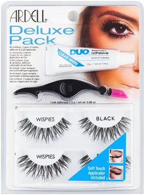 Набор накладных ресниц Ardell Deluxe Pack с клеем и аппликатором, на прозрачной ленте, 6 шт