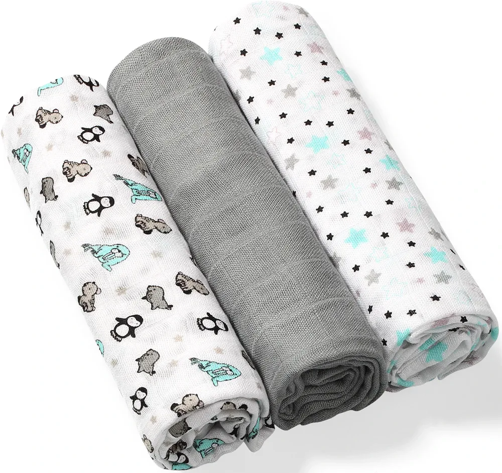 Пелёнки многоразовые BabyOno Take Care Natural Diapers для ухода за ребёнком, 3 шт 70 x 70 cm Gray