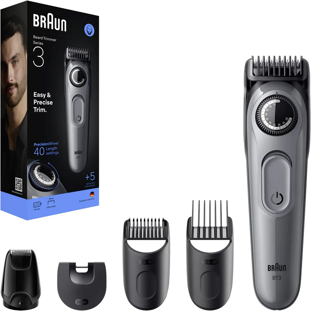 Триммер для бороды Braun Series 3 BT3560 с 5 насадками, с мини-бритвой, 1 шт