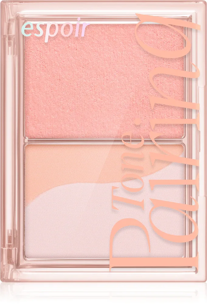 Румяна для лица espoir Tone Pairing Cheek палетка из трёх оттенков, с хайлайтером, 9 г, оттенок Peach Fizz