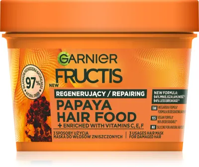 Маска для волос Garnier Fructis Papaya Hair Food с папайей, для повреждённых волос, 400 мл