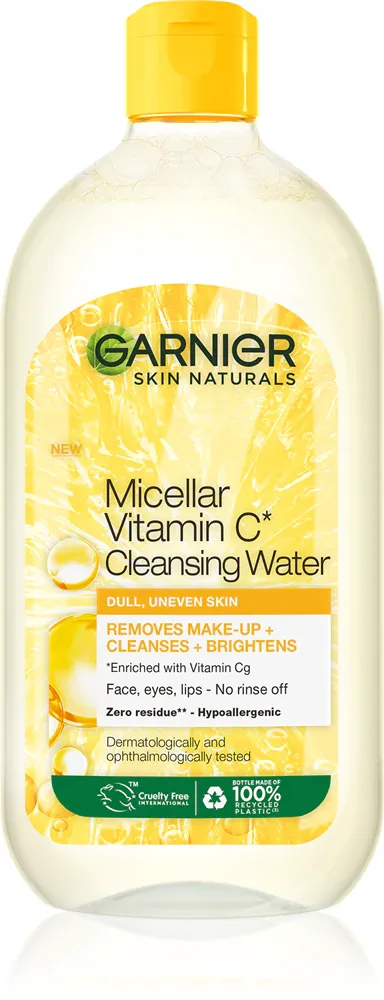 Мицеллярная вода Garnier Vitamin C для лица, глаз и губ, снимает водостойкий макияж, 700 мл