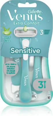 Бритва женская Gillette Venus Sensitive 3 лезвия, с увлажняющей полоской с алоэ, 3 шт