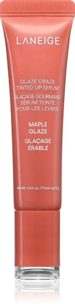 Блеск для губ LANEIGE Glaze Craze Tinted Lip Serum оттеночный, увлажняющий, 12 г, оттенок Maple Glaze
