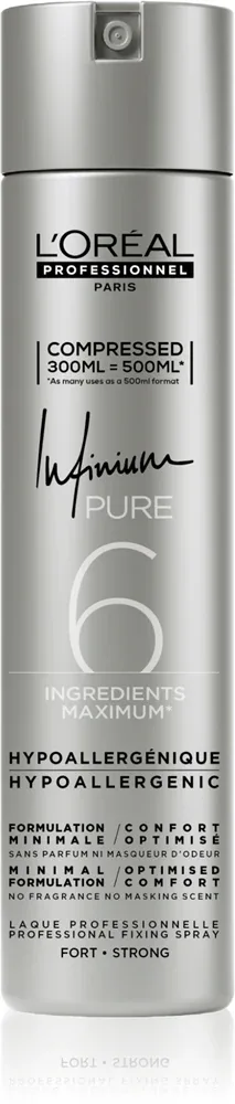 L’Oréal Professionnel Infinium Pure - Лак для волос L’Oreal Professionnel Infinium Pure сильной фиксации, не склеивающий волосы, 300 мл, 300 мл