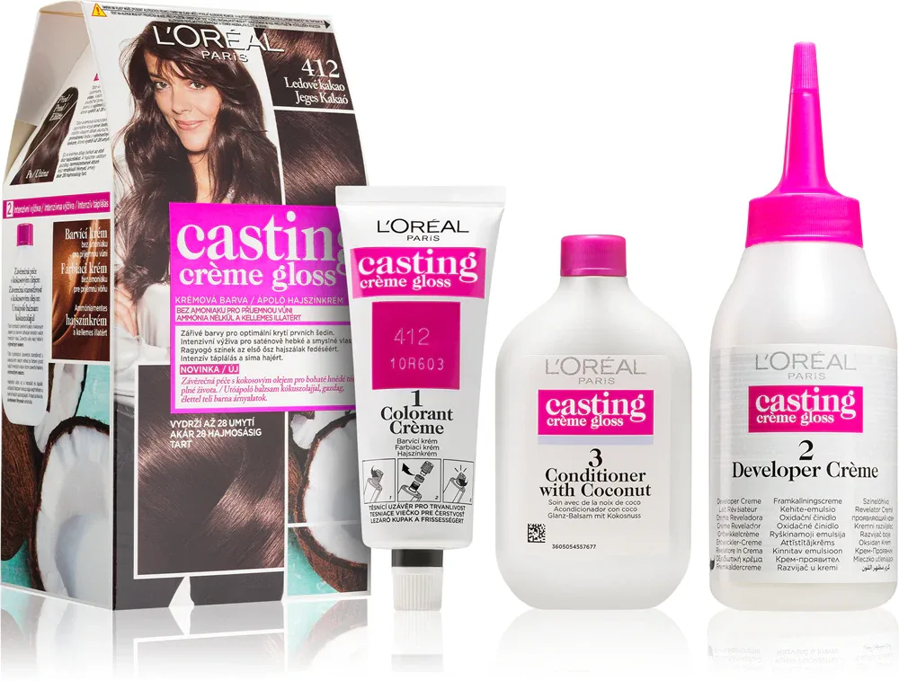 L’Oréal Paris Casting Creme Gloss - Краска для волос L’Oreal Paris Casting Creme Gloss оттеночная, для домашнего окрашивания, 1 шт, 1 шт, оттенок 412 Iced Cocoa