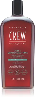 Шампунь, кондиционер и гель для душа American Crew 3 in 1 Chamomile + Pine 3 в 1, для волос и тела, 1000 мл