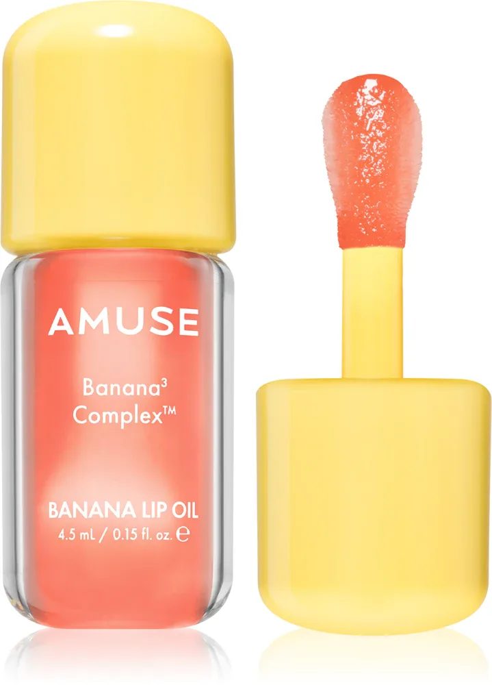 Масло для губ AMUSE Banana Lip Oil увлажняющее, с банановым ароматом, 4,5 мл, оттенок 04 Juicy Peach