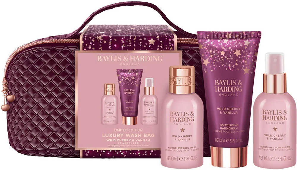 Baylis & Harding Wild Cherry & Vanilla - Набор косметики для тела Baylis Harding Wild Cherry Vanilla Luxury Wash Bag подарочный, с косметичкой