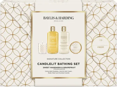 Baylis & Harding Sweet Mandarin & Grapefruit - Набор косметики для тела Baylis Harding Sweet Mandarin Grapefruit Gift Wrapped Candlelit Bathing подарочный, со свечой