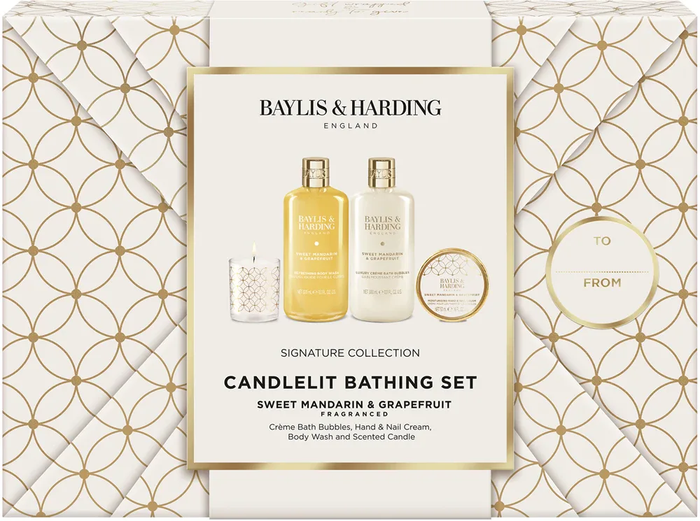 Baylis & Harding Sweet Mandarin & Grapefruit - Набор косметики для тела Baylis Harding Sweet Mandarin Grapefruit Gift Wrapped Candlelit Bathing подарочный, со свечой