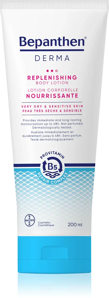 Молочко для тела Bepanthen DERMA Replenishing Body Lotion увлажняющее, для сухой и чувствительной кожи, 200 мл
