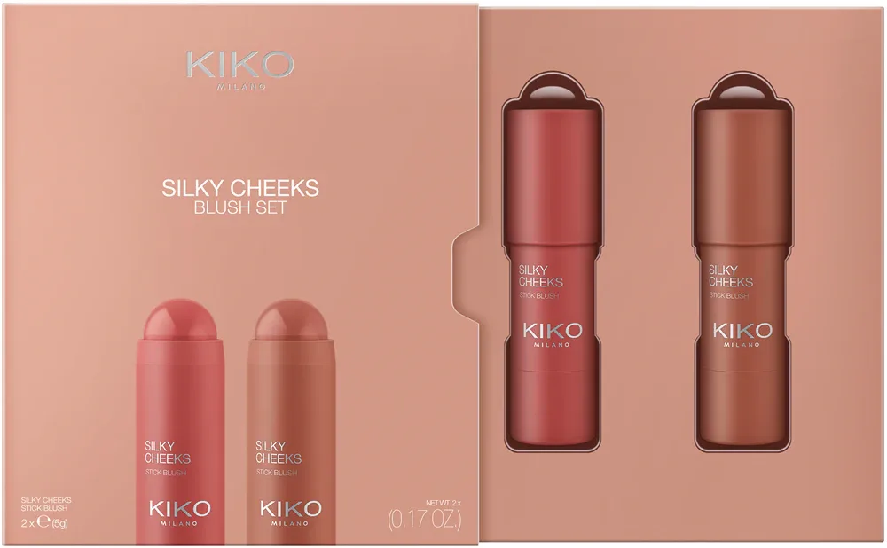 Румяна кремовые в стике KIKO Milano Silky Cheeks с лучистым финишем, растушёвываемые, 2 × 5 г