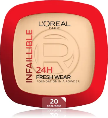 L’Oréal Paris Infaillible Fresh Wear 24h - Основа тональная пудровая L’Oreal Paris Infaillible Fresh Wear 24h матовая, водостойкая, плотного покрытия, 9 г, 9 г