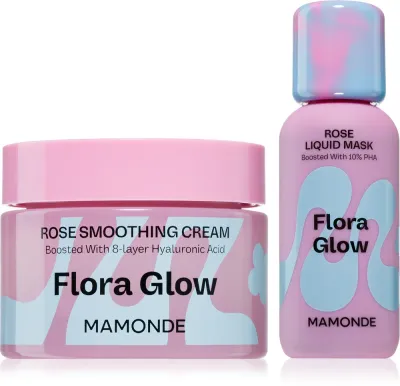 Набор для ухода за лицом MAMONDE Flora Glow Rose с экстрактом розы, маска и крем, 1 шт