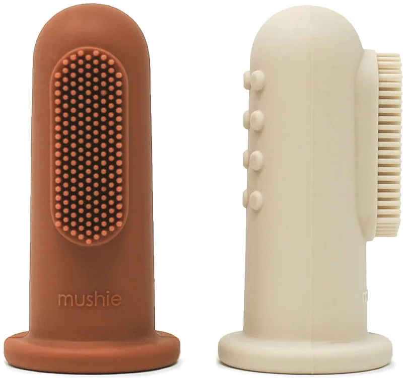 Зубная щётка-напальчник детская Mushie Finger Toothbrush силиконовая, мягкая, 2 шт