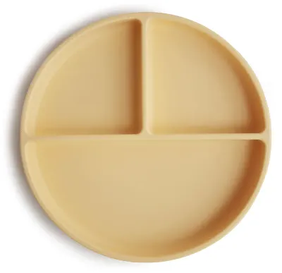 Тарелка детская Mushie Silicone Suction Plate на присоске силиконовая, жёлтая, 1 шт Daffodil