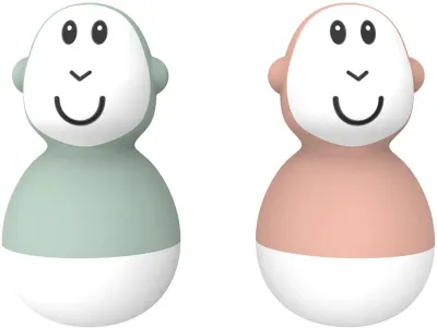 Игрушки для ванной Matchstick Monkey Endless Bathtime Fun Wobblers неваляшки, сине-жёлтые, 2 шт Mint Green & Dusty Pink