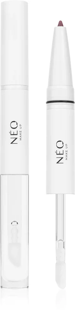 Карандаш и блеск для губ 2 в 1 NEO MAKE UP Intense Serum 2in1 Lipliner Lipgloss с гиалуроновой кислотой, 1 шт, оттенок 06 Soft Plum